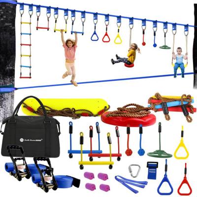 China Outdoor sports or balance training American fitness ninja outdoor obstacle course for kids slackline with outdoor swing for sale