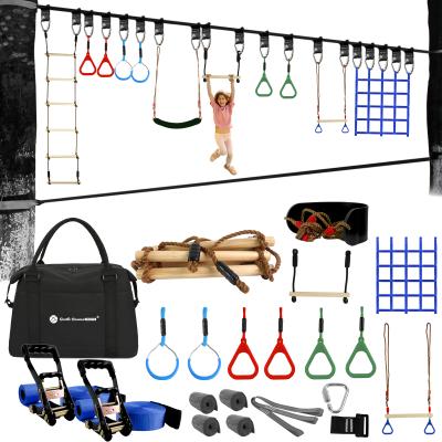 China Outdoor Sports Or Balance Training Amazon Hot Selling Ninja Warrior Slackline Obstacle Course With Outdoor Swing For Kids for sale