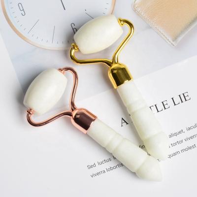 China Facial Massager Jade Roller With Logo White Face Lift Shovkproof Travel Case Guasha Tool Roller Face Massager Wholesale for sale