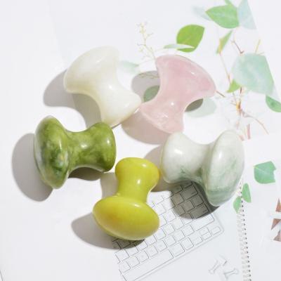 China Face Lift Mushroom Shaped Guasha Tool Face Massage Head White Jade Stone Roller for sale