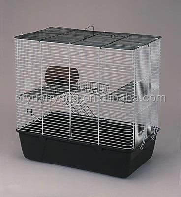 China Sustainable Double Deck Collapsible Wire Steel Rabbit Cage With Plastic Tray for sale