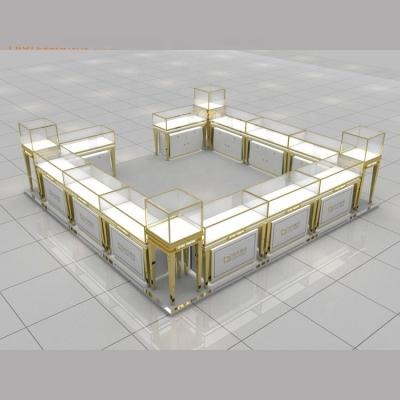 China High Quality MDF Jewelry Store Decoration Wooden Glass Jewelry Kiosk Display Counter Fit In Shopping Mall for sale