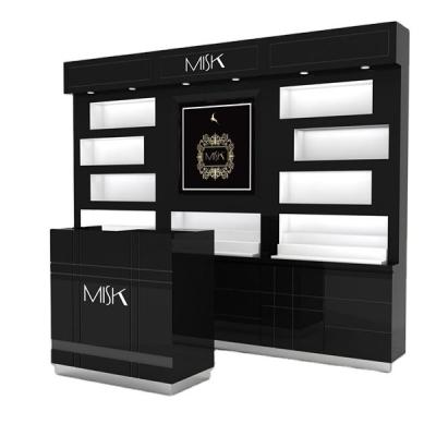 China Simple Design Cosmetic Display Showcase Elegant Perfume Display Stand Kiosk Mobile Phone Store Showcase for sale