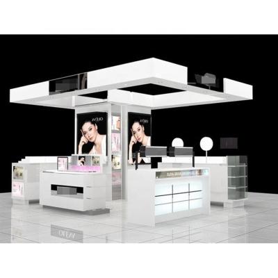 China MDF Skin Care Store Fixture And Display Showcase , Makeup Kiosk Decorative Furniture Design Counter for sale