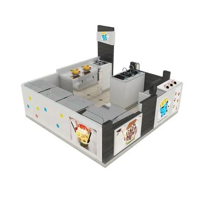 China Cafe Juice Bar Mall Kiosk and Fruit Fast Food Plywood and Marble Indoor Kiosk for sale