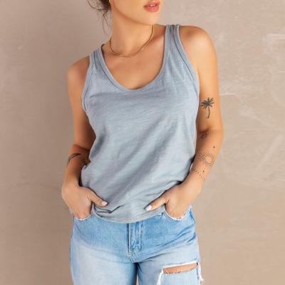 China Polyester 2022 New Design Fashionable Women Tank Top Crewneck T-shirts Women's Casual Sleeveless Tops for sale