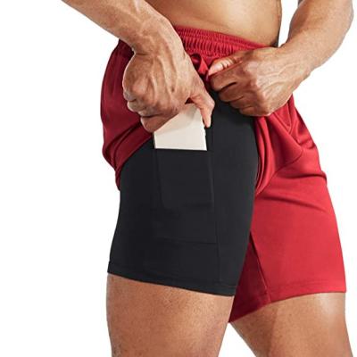 China 2022 Hot Sale Mens Shorts Breathable Running Gym Clothes Men With Liner Workout Shorts With Pockets Wear Sports Athletic Shorts for sale