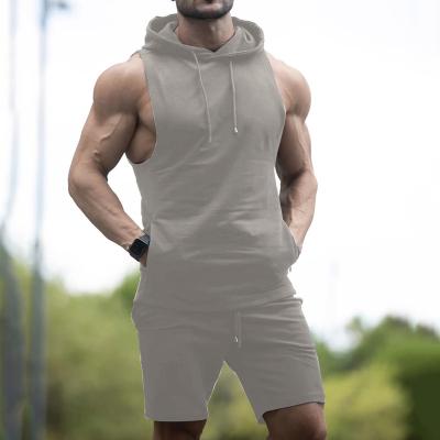 China Amazon Tiktok Breathable Hot Sale Apparel Custom Sleeveless Hoodie And Shorts Set Men Slim Fit Plain Mens Tracksuit Sets for sale