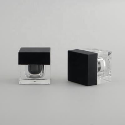 China Black Recycable Cosmetic Packaging 30g Square Acrylic Cream Jar For Cosmetic Cream for sale