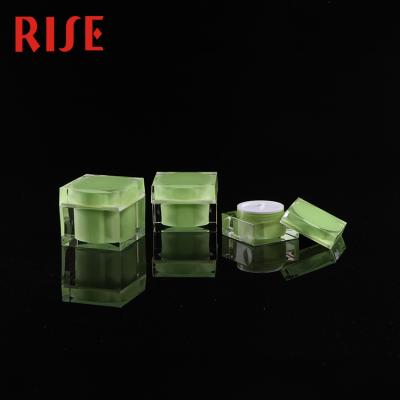 China Green square plastic jar of skin care cream for sale