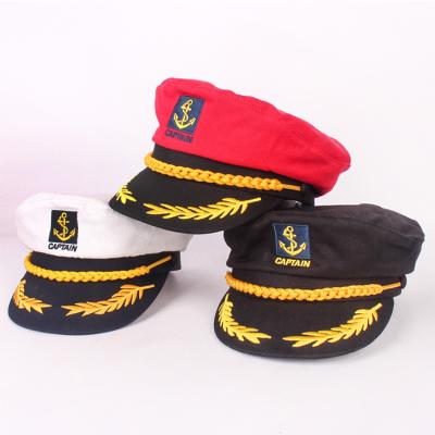 China Hats Picture Kids Wholesale Navy Picture Sailor White Captain Hat With Patch for sale