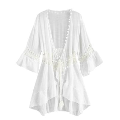 China White Women Anti-UV Lace Up Beach Bikini Cover Up Swimsuit Anti-UV Cover Up For Women for sale