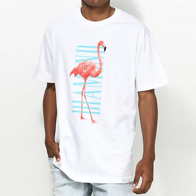 China Stylish White Flamingo T-shirt Anti-shrink Anti-shrink T-shirt Men's ODM Clothing Factory In China for sale