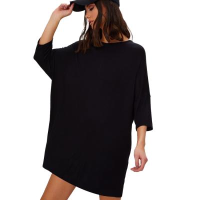 China Wing 3/4 Sleeve Breathable Oversized Batwing Dress T-shirt Dress Cotton Rayon Fashion Oversize Dress for sale