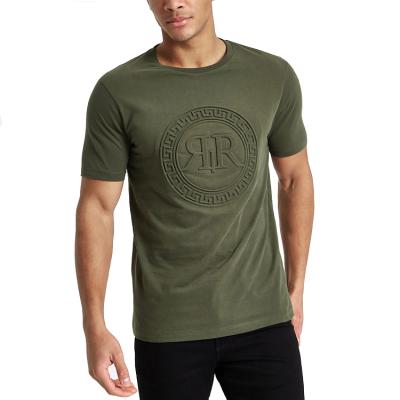 China Custom Anti Shrink Printing Mens 3d Embossed T Shirt High Quality Cotton Embossed T Shirt Anti Shrink Emboss T Shirt for sale