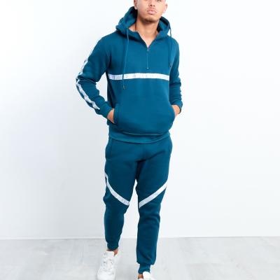 China Custom Fit Breathable Mens Tracksuit Colorblock Logo Zipper Half Tracksuit Breathable Sportswear Men With Drawstring for sale