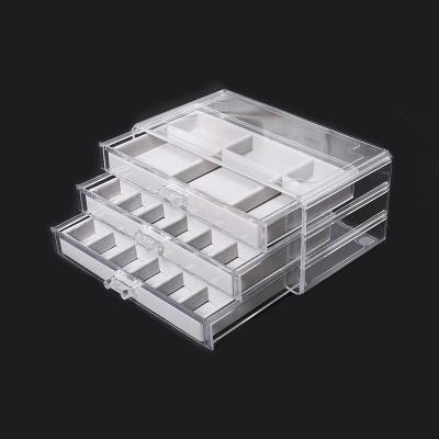 China Durable Clear Necklaces Rings Acrylic Tray Drawers Holder Display Box Velvet Jewelry Storage Organizer Display Case For Jewelry for sale