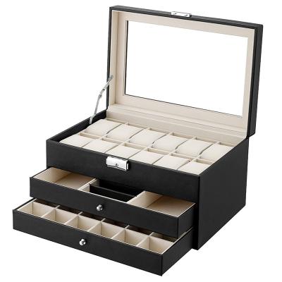 China Necklace storage newcomer custom design multi-drawer pu leather watch box for men. for sale