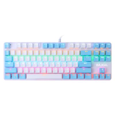 China K100 87 Blue Pink Membrane Key Mechanical Keyboard Plus Disk USB Interface Suspended Button Wired Gaming Keyboard for sale