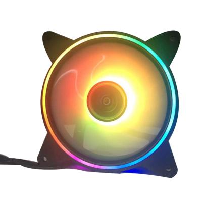 China 12CM Slim Noise Control RGB Circle Desktop Inside and Outside Luminescent RGB Color Changing LED Symphony Cooling Computer Mute Fan for sale