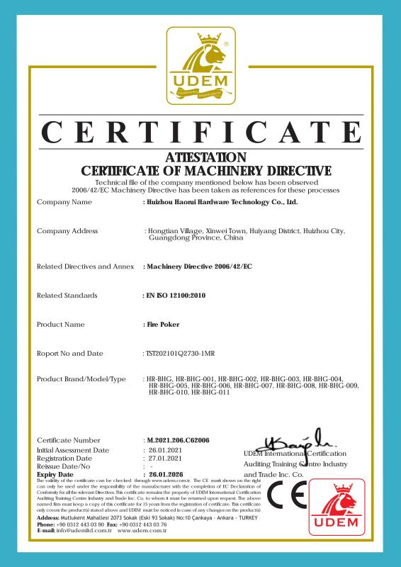 CE - Huizhou Haorui Hardware Technology Co., Ltd.