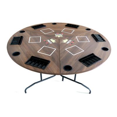 China Round metal tables casino poker waterproof folding game wood table for guest games dining room HR-QPZ-005 L for sale