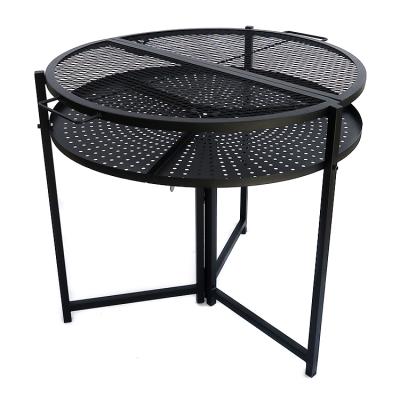 China Portable All-Season >5 People Outdoor Folding Iron Grill Table Barbecue Kitchen Easily Assembled Powder Coated for sale