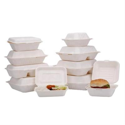 China Minimalist PLALEAVES Eco Friendly Biodegradable Lunch Box 6 Inch Food Grade Cornstarch Clamshell For Caterer for sale