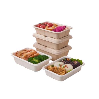 China Eco-friendly Minimalist 750ML Bagasse Bento Lunch Box To Go Eco-friendly Disposable Food Container For Meal for sale