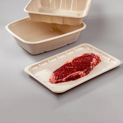 China Customized Eco-friendly Biodegradable Sugarcane Bagasse Food Containers Disposable Meal Tray Quickly For Vegetables And Meat for sale