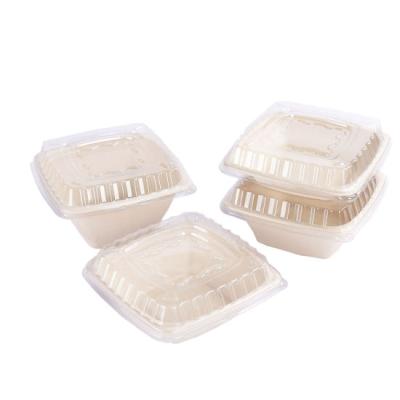 China OEM Eco-friendly Disposable Biodegradable Biodegradable Bagasse 16oz 24oz Fast Food Square Disposable Bowls And Lids for sale