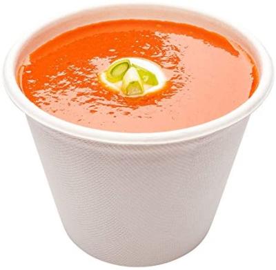 China Drinking Part Accept Customized Single Use Leakproof Biodegradable Sugar Cane Bagasse Soup Cup 12oz 16oz Cup With Lid for sale