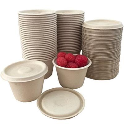 China Factory Customized Logo Drinking Disposable and Biodegradable Cup or Party Size 4oz 7oz Sauce Bagasse Sugarcane Cup with Lids for sale