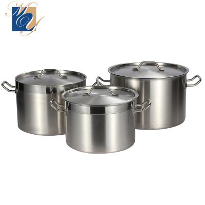 China Professional Hotel Restaurant Kitchen Sustainable Silver Stainless Steel Stock Pot for sale