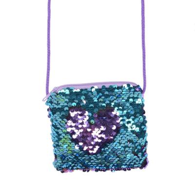 China Fashion Shape Mini Square Mermaid Coin Purse Sequined Cross - Body Bag Mini Zipper Coin Bag for sale