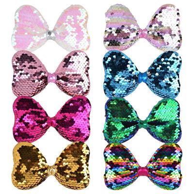 China Fashionable children's colorful gradient sequins bow hairpin baby hair accessories ponytail clip jewelry main wholesale for sale