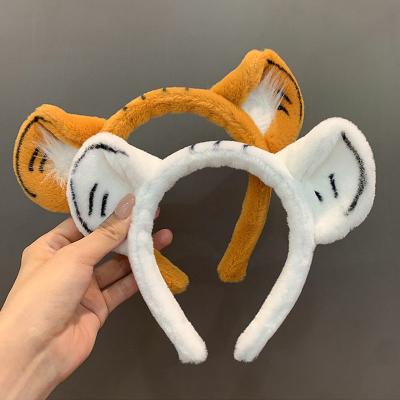 China Cartoon Plush Tiger Headband Party Festive Decorations Holiday Dress Up Face Wash Headband for sale