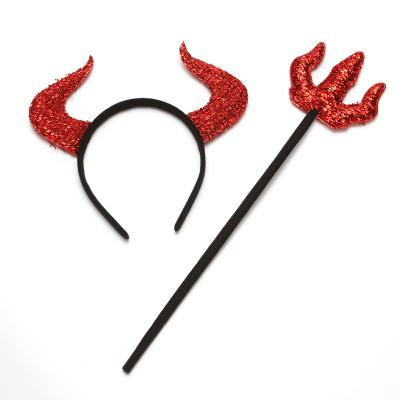 China Hot Polyester Amazon Sale Halloween Decorations Headband Devil Horn Cosplay Dress Up Costume for sale