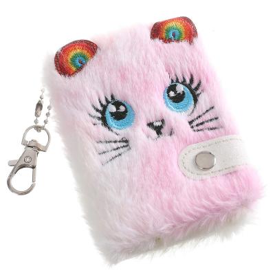 China Mini Cartoon Plush Journal Book Key Chain Cute Cute Cat Children Writing Book Schoolbag Pendant Gift Book for sale