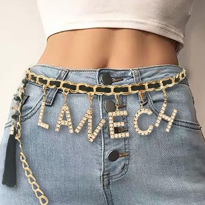 China Fashion Bohemian custom belt chain letter cc women DIY ladies elegant waist chain dress decoration belt thin bohemian belt CC02 for sale