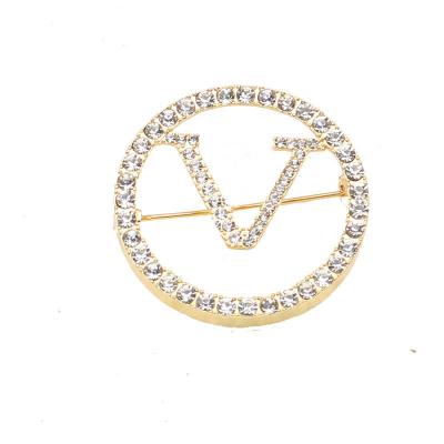 China Stainless Steel Brand Letter Brooch Pins Crystal Designer Brooch Channel Fashion Metal Jewelry Custom Wedding Gifts Famous Famous Brands for sale