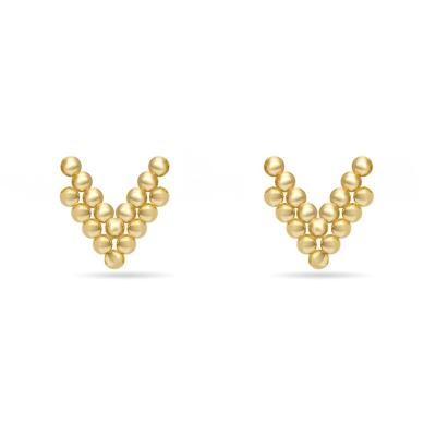 China TRENDY Brand Letter Earring Women Fashion Popular 925 Gold CC Jewelry Trendy Simple V Shape Sterling Silver Beaded G Stud Earrings for sale