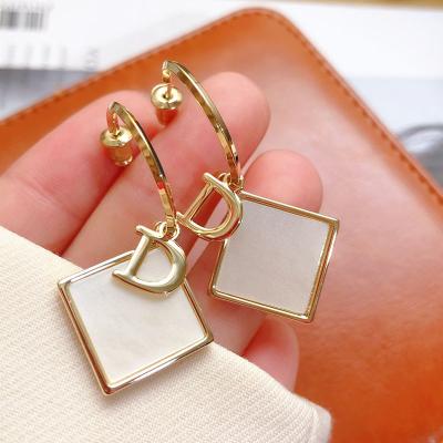 China TRENDY cc drop earrings for women design S925 long silver geometric needle G earring fashion statement letter D square wedding set for sale