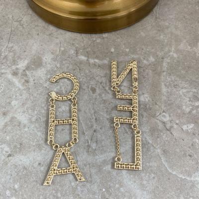 China New Crystal Letter Fashion Long G diamond designer earrings Zircon earring custom design jewelry high quality famous brand cc for sale