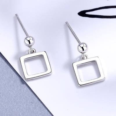 China New Trendy Geometric 925 Sterling Silver Square Dangle Earrings Fashion Jewelry S925 Drop Earrings for sale