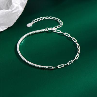 China Nickel Plated Chain Bracelet Jewelry 925 Sterling Silver Bracelet S925 Luxury Minimalist Tennis Link Free Lead Free For Women Girls for sale