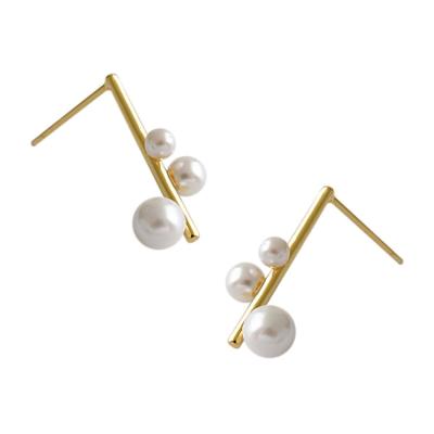 China Real 925 Sterling Silver Earrings Geometric Baroque Pearl Bar Stud Earrings Gold Plated Lead Free Nickel Free S925 for sale