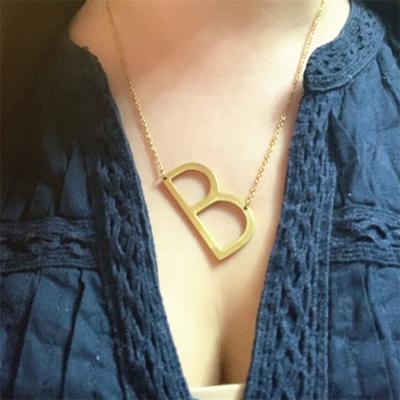 China High Quality Lead Free Nickel Free Stainless Steel Necklace Initial Pendant Gold Plated Stainless Steel Alphabet Necklace for sale