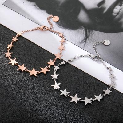 China Rose Gold Plated Pentagram Star Bracelet Multiple Star Stainless Steel Lead Free Nickel Free High Quality Bangle Jewelry for sale