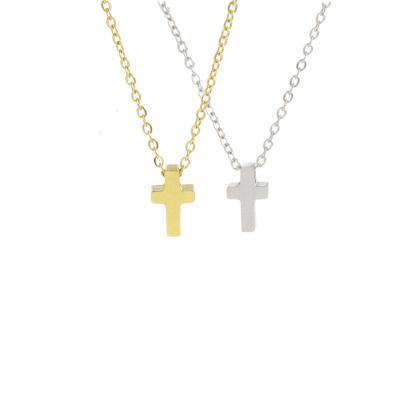 China Lead Free Nickel Free Fashion Minimalist Gold Plated 316L Stainless Steel Christian Cross Choker Necklace Cross for sale